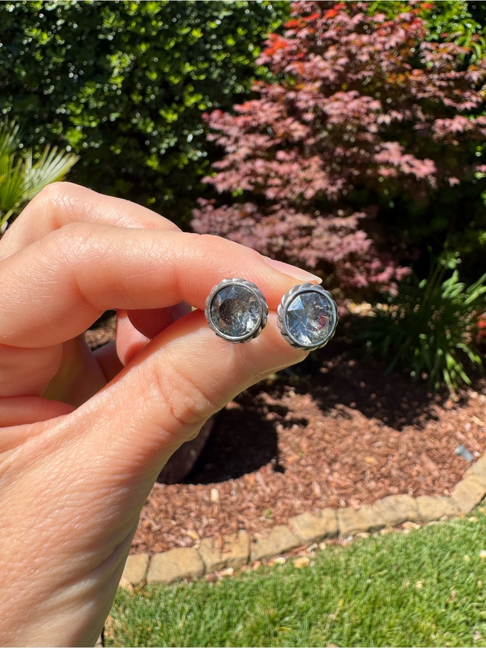 Brighton light grey Crystal Stud Earrings - Silver-Tone